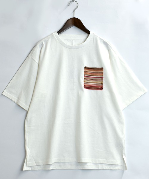 【セール】balfas lace pocket T-shirt/バルファスレース編み ポケット クルーネック半袖Tシャツ（Tシャツ/カットソー）｜Starting Over（スターティングオーバー）