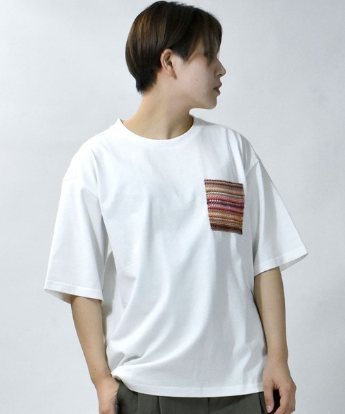 【セール】balfas lace pocket T-shirt/バルファスレース編み ポケット クルーネック半袖Tシャツ（Tシャツ/カットソー）｜Starting Over（スターティングオーバー）