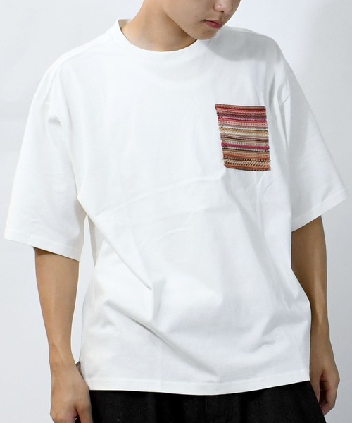 【セール】balfas lace pocket T-shirt/バルファスレース編み ポケット クルーネック半袖Tシャツ（Tシャツ/カットソー）｜Starting Over（スターティングオーバー）