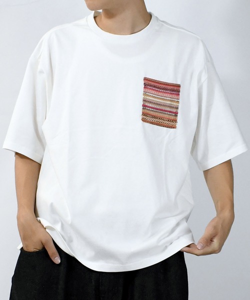 【セール】balfas lace pocket T-shirt/バルファスレース編み ポケット クルーネック半袖Tシャツ（Tシャツ/カットソー）｜Starting Over（スターティングオーバー）