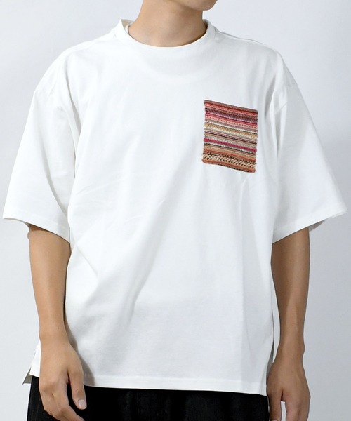 完売前に【BALR】Olaf Crest 半袖 コットン Tシャツ 3色 セール】balfas lace pocket T-shirt/バルファスレース編み
