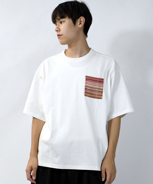 【セール】balfas lace pocket T-shirt/バルファスレース編み ポケット クルーネック半袖Tシャツ（Tシャツ/カットソー）｜Starting Over（スターティングオーバー）