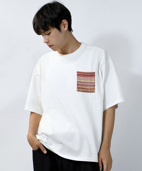 【セール】balfas lace pocket T-shirt/バルファスレース編み ポケット クルーネック半袖Tシャツ（Tシャツ/カットソー）｜Starting Over（スターティングオーバー）