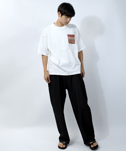 【セール】balfas lace pocket T-shirt/バルファスレース編み ポケット クルーネック半袖Tシャツ（Tシャツ/カットソー）｜Starting Over（スターティングオーバー）