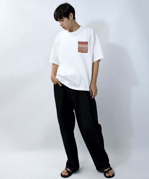 【セール】balfas lace pocket T-shirt/バルファスレース編み ポケット クルーネック半袖Tシャツ（Tシャツ/カットソー）｜Starting Over（スターティングオーバー）