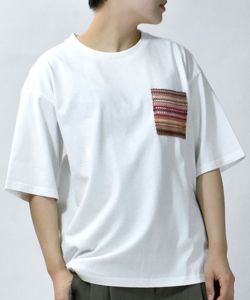 【セール】balfas lace pocket T-shirt/バルファスレース編み ポケット クルーネック半袖Tシャツ（Tシャツ/カットソー）｜Starting Over（スターティングオーバー）