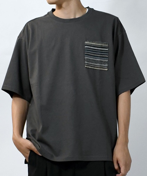 【セール】balfas lace pocket T-shirt/バルファスレース編み ポケット クルーネック半袖Tシャツ（Tシャツ/カットソー）｜Starting Over（スターティングオーバー）