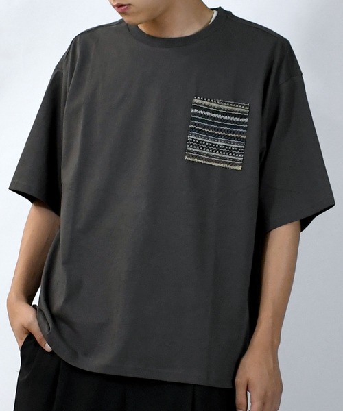 【セール】balfas lace pocket T-shirt/バルファスレース編み ポケット クルーネック半袖Tシャツ（Tシャツ/カットソー）｜Starting Over（スターティングオーバー）