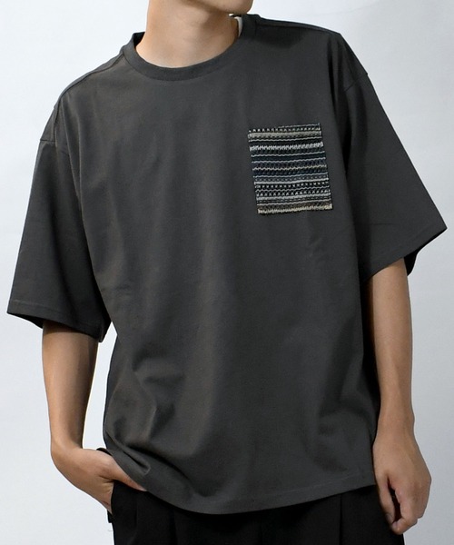 【セール】balfas lace pocket T-shirt/バルファスレース編み ポケット クルーネック半袖Tシャツ（Tシャツ/カットソー）｜Starting Over（スターティングオーバー）