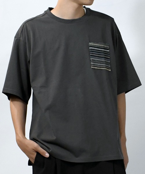 【セール】balfas lace pocket T-shirt/バルファスレース編み ポケット クルーネック半袖Tシャツ（Tシャツ/カットソー）｜Starting Over（スターティングオーバー）