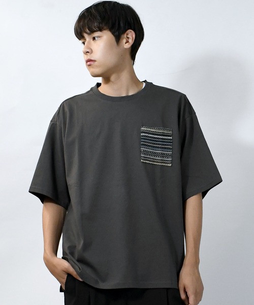 【セール】balfas lace pocket T-shirt/バルファスレース編み ポケット クルーネック半袖Tシャツ（Tシャツ/カットソー）｜Starting Over（スターティングオーバー）