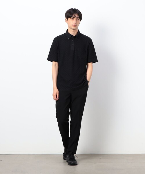 COMME CA ISM（コムサイズム）の「【吸水速乾】市松ジャカードコンビポロシャツ（ポロシャツ・メンズ・ブラック/ブルー/ネイビー/ホワイト・MEDIUM/LARGE/X-LARGE）」の8枚目の写真