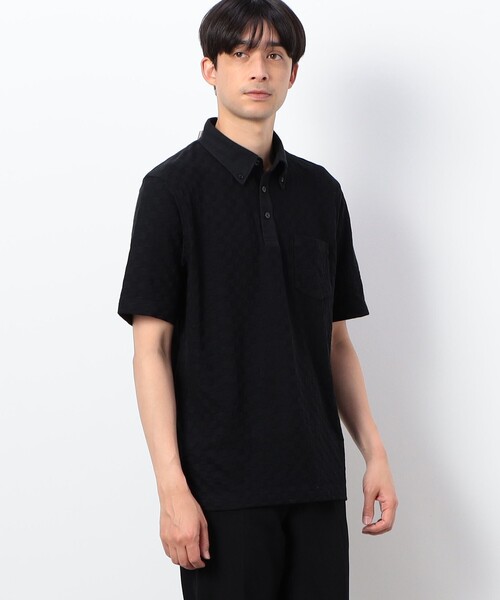 COMME CA ISM（コムサイズム）の「【吸水速乾】市松ジャカードコンビポロシャツ（ポロシャツ・メンズ・ブラック/ブルー/ネイビー/ホワイト・MEDIUM/LARGE/X-LARGE）」の9枚目の写真