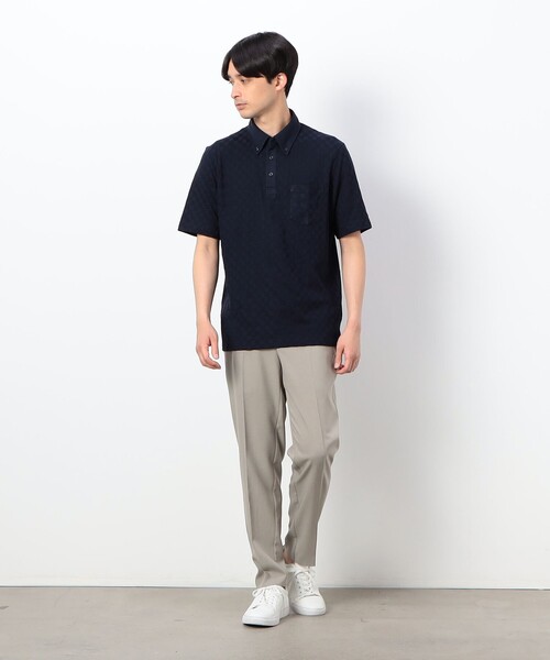 COMME CA ISM（コムサイズム）の「【吸水速乾】市松ジャカードコンビポロシャツ（ポロシャツ・メンズ・ブラック/ブルー/ネイビー/ホワイト・MEDIUM/LARGE/X-LARGE）」の10枚目の写真