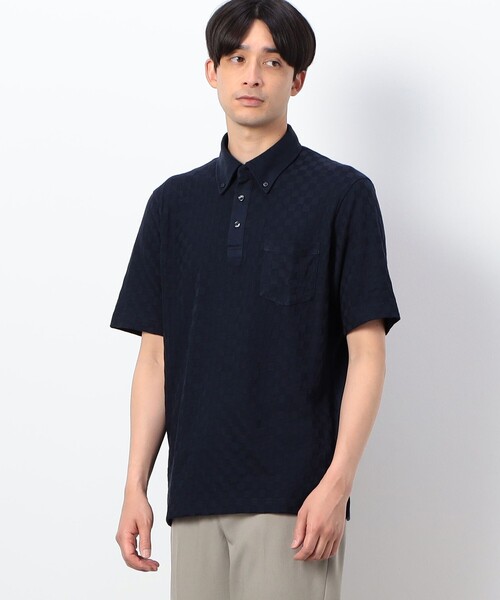 COMME CA ISM（コムサイズム）の「【吸水速乾】市松ジャカードコンビポロシャツ（ポロシャツ・メンズ・ブラック/ブルー/ネイビー/ホワイト・MEDIUM/LARGE/X-LARGE）」の11枚目の写真