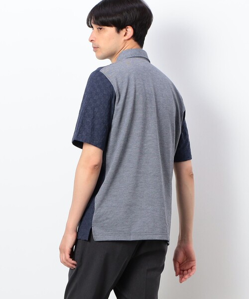 COMME CA ISM（コムサイズム）の「【吸水速乾】市松ジャカードコンビポロシャツ（ポロシャツ・メンズ・ブラック/ブルー/ネイビー/ホワイト・MEDIUM/LARGE/X-LARGE）」の14枚目の写真