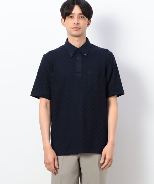 COMME CA ISM（コムサイズム）の「【吸水速乾】市松ジャカードコンビポロシャツ（ポロシャツ・メンズ・ブラック/ブルー/ネイビー/ホワイト・MEDIUM/LARGE/X-LARGE）」の15枚目の写真