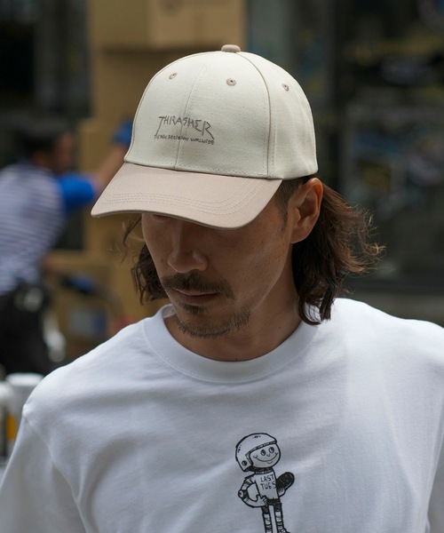 THRASHER（スラッシャー）の「The New Religion Worldwide 6P DAD CAPS/スラッシャーユニセックスデザインペールトーンデザイン6パネルキャップ（キャップ・メンズ・ホワイト×グレー/アイボリー/ベージュ・FREE）」の3枚目の写真