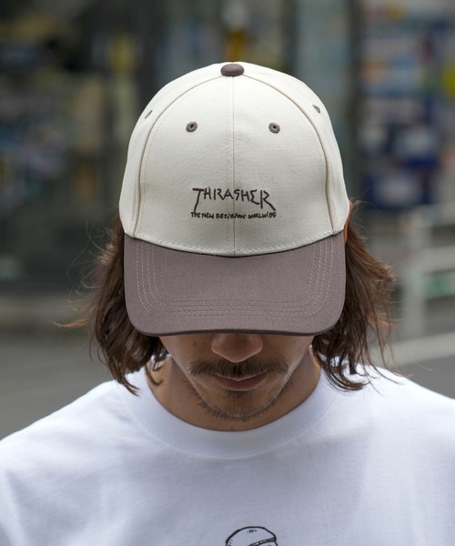 THRASHER（スラッシャー）の「The New Religion Worldwide 6P DAD CAPS/スラッシャーユニセックスデザインペールトーンデザイン6パネルキャップ（キャップ・メンズ・ホワイト×グレー/アイボリー/ベージュ・FREE）」の10枚目の写真