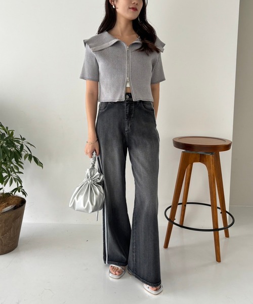 one after another NICE CLAUP（ワンアフターアナザーナイスクラップ）の「ダブルジップラインニット（ニット/セーター・レディース・グレー/ブラック/ベージュ/アイボリー/レッド/ピンク/グレイッシュベージュ・FREE）」の19枚目の写真