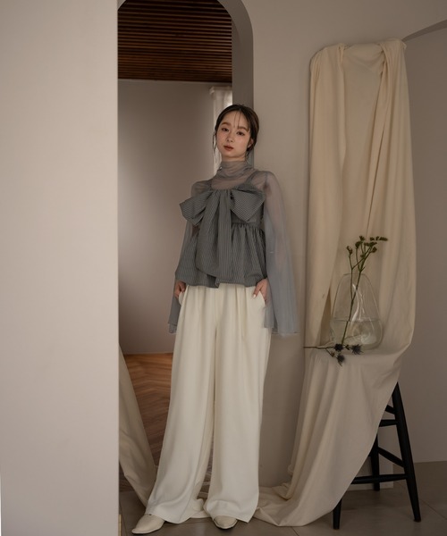 パンツ [mideal] high waist tuck pants Ivory セール】tuck wide pants / タックワイドパンツ（その他パンツ