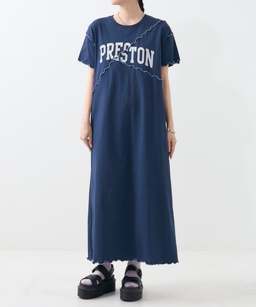 ワンピース Tシャツ セール】配色メロー ロゴワンピース/カットワンピース/Tシャツ