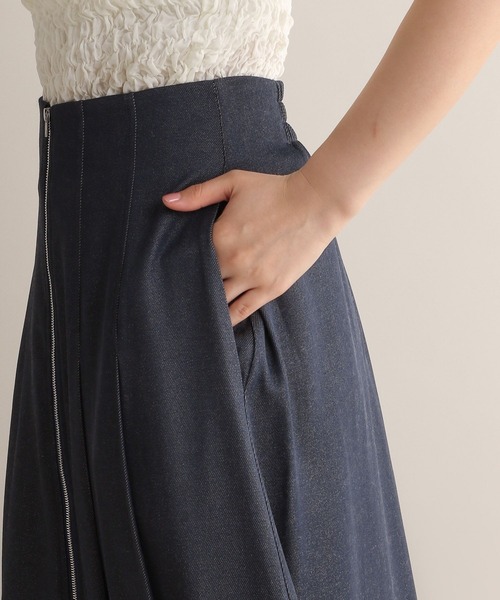 Andemiu（アンデミュウ）の「デニムフロントZIPスカート126360（デニムスカート・レディース・ブラック/インディゴブルー・FREE）」の7枚目の写真