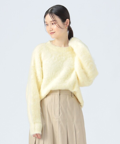 BEAMS HEART（ビームスハート）の「シャギーニット クルー プルオーバー（手洗い可能）（ニット/セーター・レディース・オフホワイト/チャコールグレー/ブルー/ブラック系その他4/イエロー系その他4/サックスブルー・FREE）」の6枚目の写真