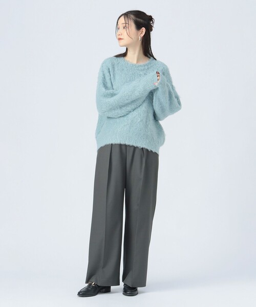 BEAMS HEART（ビームスハート）の「シャギーニット クルー プルオーバー（手洗い可能）（ニット/セーター・レディース・オフホワイト/チャコールグレー/ブルー/ブラック系その他4/イエロー系その他4/サックスブルー・FREE）」の14枚目の写真