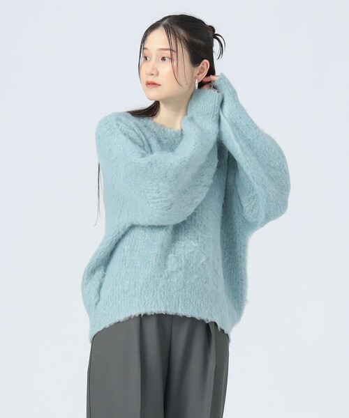 BEAMS HEART（ビームスハート）の「シャギーニット クルー プルオーバー（手洗い可能）（ニット/セーター・レディース・オフホワイト/チャコールグレー/ブルー/ブラック系その他4/イエロー系その他4/サックスブルー・FREE）」の15枚目の写真