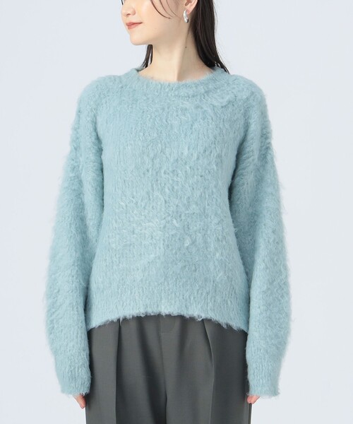 BEAMS HEART（ビームスハート）の「シャギーニット クルー プルオーバー（手洗い可能）（ニット/セーター・レディース・オフホワイト/チャコールグレー/ブルー/ブラック系その他4/イエロー系その他4/サックスブルー・FREE）」の17枚目の写真