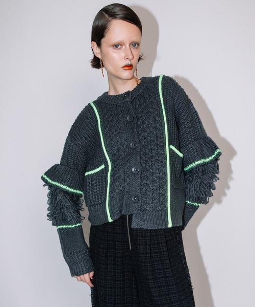 yashinoki0904 アウラアイラ ループフリンジニットカーディガン AULA AILA（アウラアイラ）の「ループフリンジニットカーディガン