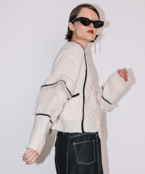 yashinoki0904 アウラアイラ ループフリンジニットカーディガン AULA AILA アウラアイラ ループフリンジニットカーディガン LOOP