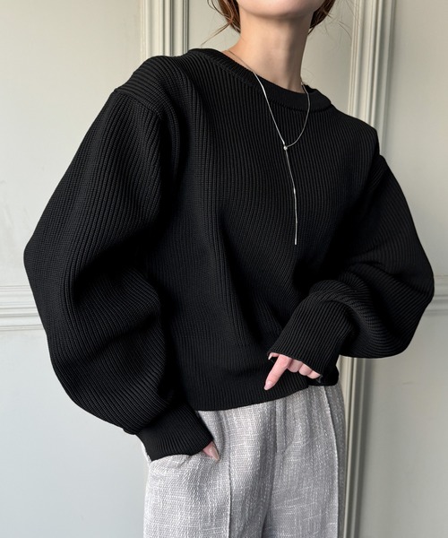JUNOAH（ジュノア）の「片畦クルーネックニット（ニット
