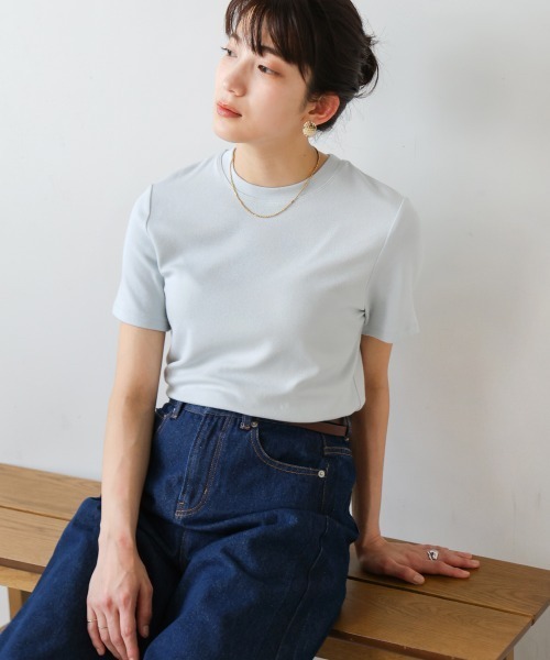 Bou Jeloud（ブージュルード）の「スムージーＴシャツ（Tシャツ/カットソー・レディース・ホワイト/ブラック/モカ/サックスブルー/ピンク・FREE）」の22枚目の写真