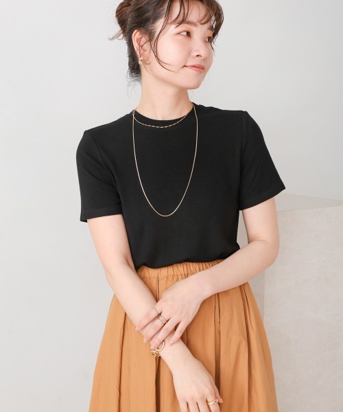 Bou Jeloud（ブージュルード）の「スムージーＴシャツ（Tシャツ/カットソー・レディース・ホワイト/ブラック/モカ/サックスブルー/ピンク・FREE）」の9枚目の写真