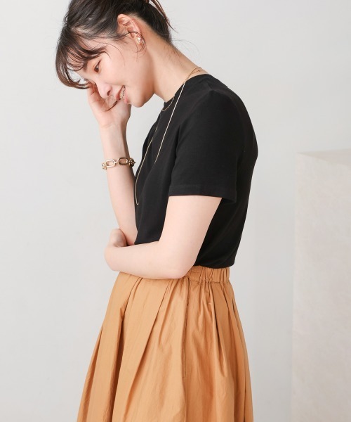 Bou Jeloud（ブージュルード）の「スムージーＴシャツ（Tシャツ/カットソー・レディース・ホワイト/ブラック/モカ/サックスブルー/ピンク・FREE）」の11枚目の写真