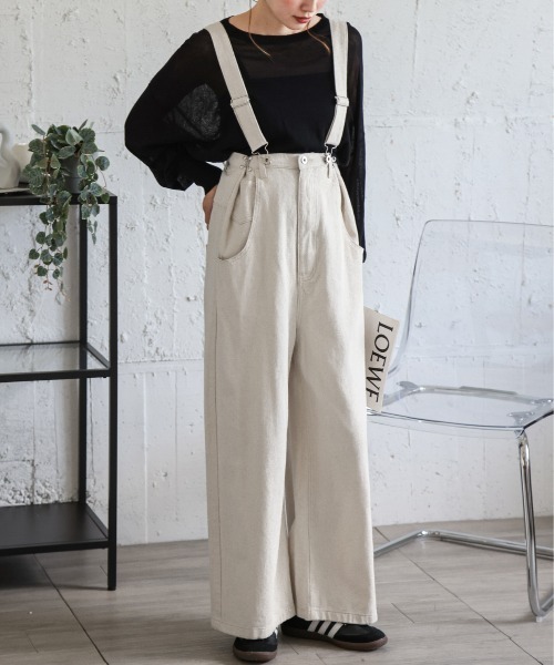 La-gemme(ラジェム)の「オーバシルエットサロペット(サロペット/オーバーオール・レディース・ブラック/カーキ/ナチュラル/ホワイト・フリー)」の14枚目の写真