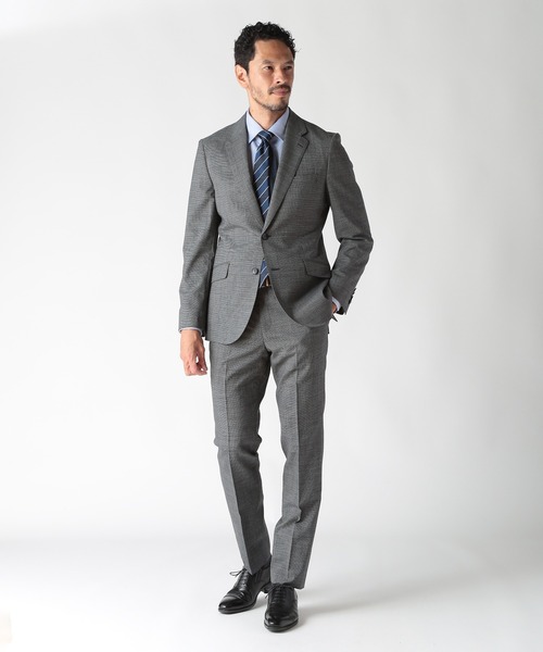 MEN'S BIGI（メンズビギ）の「ウールメランジ千鳥格子スーツ＜セットアップ＞（スーツセット・メンズ・ネイビー/ブラウン/グレー・03/02/01/04）」の4枚目の写真