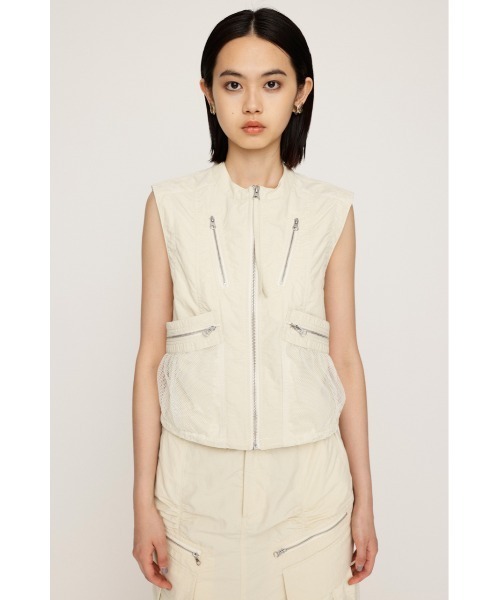 SLY（スライ）の「MESH DOCKING MILITALY VEST メッシュ ドッキング ミリタリー ベスト / セットアップ可 ノースリーブトップス（ベスト・レディース・ブラック/アイボリー・FREE）」の7枚目の写真