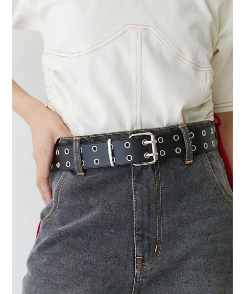 jouetie(ジュエティ)の「ダブルハトメベルト(ベルト・レディース・ブラック/クリア・FREE)」の1枚目の写真