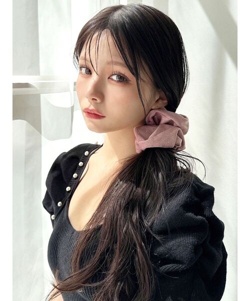 RESEXXY（リゼクシー）の「ポイントストーンベロアシュシュ（シュシュ・レディース・ピンク/ブラック/アイボリー・FREE）」の4枚目の写真