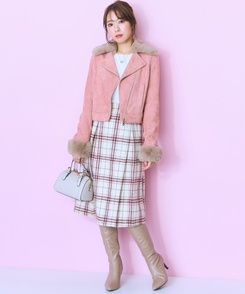 SNIDEL ロービングチェックロングスカート （ピンク）0サイズ