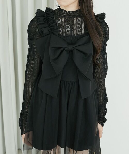 MAJESTIC LEGON（マジェスティックレゴン）の「肩フリルリボンビスチェ（ベスト・レディース・アイボリー/ブラック/ホワイト系その他2・MEDIUM）」の3枚目の写真