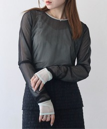 CLEIO | 【CLEIO】バイカラーレイヤードシアートップス/シースルートップス/BICOLOR LAYERED SHEER TOPS/980-12615(Tシャツ/カットソー)