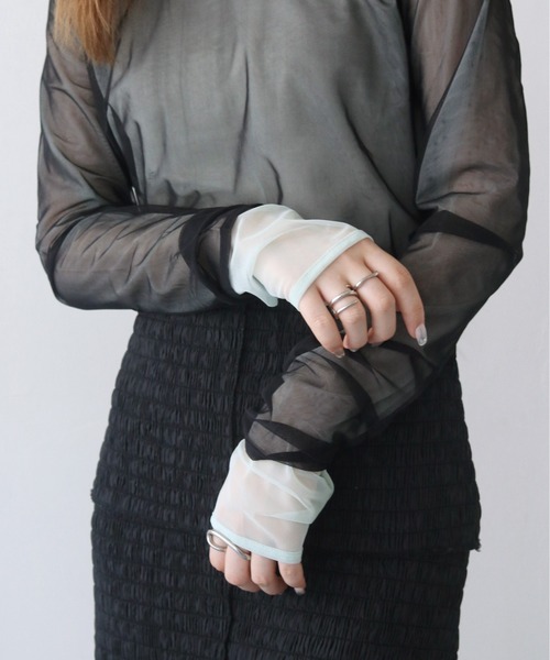 CLEIO(クレイオ)の「【CLEIO】バイカラーレイヤードシアートップス/シースルートップス/BICOLOR LAYERED SHEER TOPS/980-12615(Tシャツ/カットソー・レディース・アイボリー/ブラック/サックスブルー・FREE)」の20枚目の写真