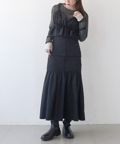CLEIO(クレイオ)の「【CLEIO】バイカラーレイヤードシアートップス/シースルートップス/BICOLOR LAYERED SHEER TOPS/980-12615(Tシャツ/カットソー・レディース・アイボリー/ブラック/サックスブルー・FREE)」の18枚目の写真
