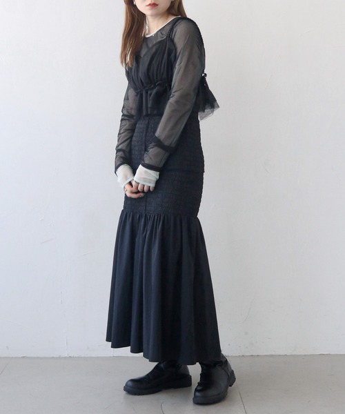CLEIO(クレイオ)の「【CLEIO】バイカラーレイヤードシアートップス/シースルートップス/BICOLOR LAYERED SHEER TOPS/980-12615(Tシャツ/カットソー・レディース・アイボリー/ブラック/サックスブルー・FREE)」の19枚目の写真
