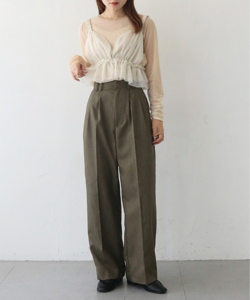 CLEIO(クレイオ)の「【CLEIO】バイカラーレイヤードシアートップス/シースルートップス/BICOLOR LAYERED SHEER TOPS/980-12615(Tシャツ/カットソー・レディース・アイボリー/ブラック/サックスブルー・FREE)」の7枚目の写真