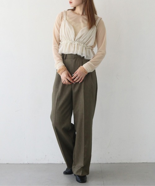 CLEIO(クレイオ)の「【CLEIO】バイカラーレイヤードシアートップス/シースルートップス/BICOLOR LAYERED SHEER TOPS/980-12615(Tシャツ/カットソー・レディース・アイボリー/ブラック/サックスブルー・FREE)」の8枚目の写真